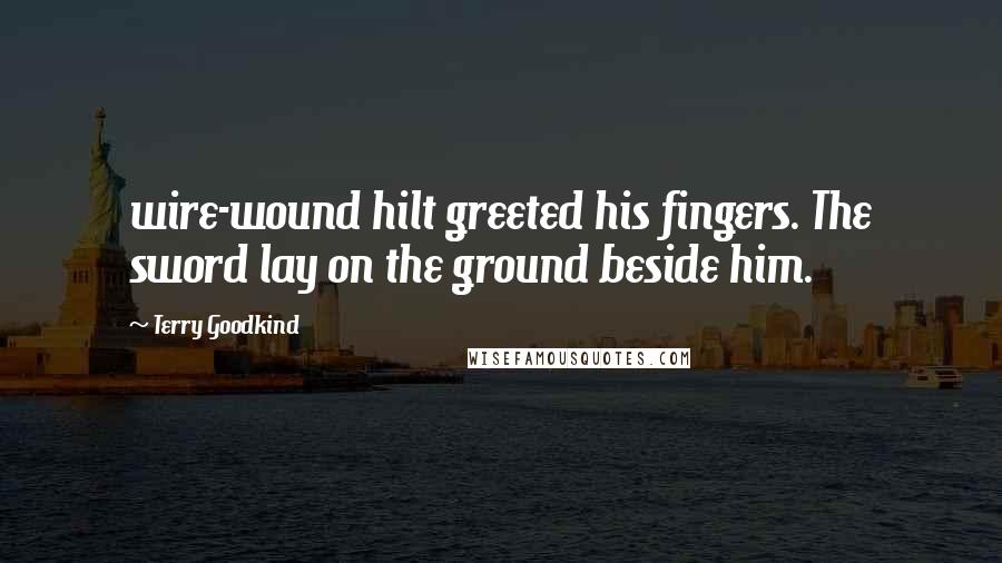 Terry Goodkind Quotes: wire-wound hilt greeted his fingers. The sword lay on the ground beside him.