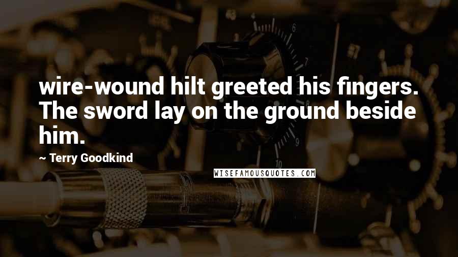 Terry Goodkind Quotes: wire-wound hilt greeted his fingers. The sword lay on the ground beside him.