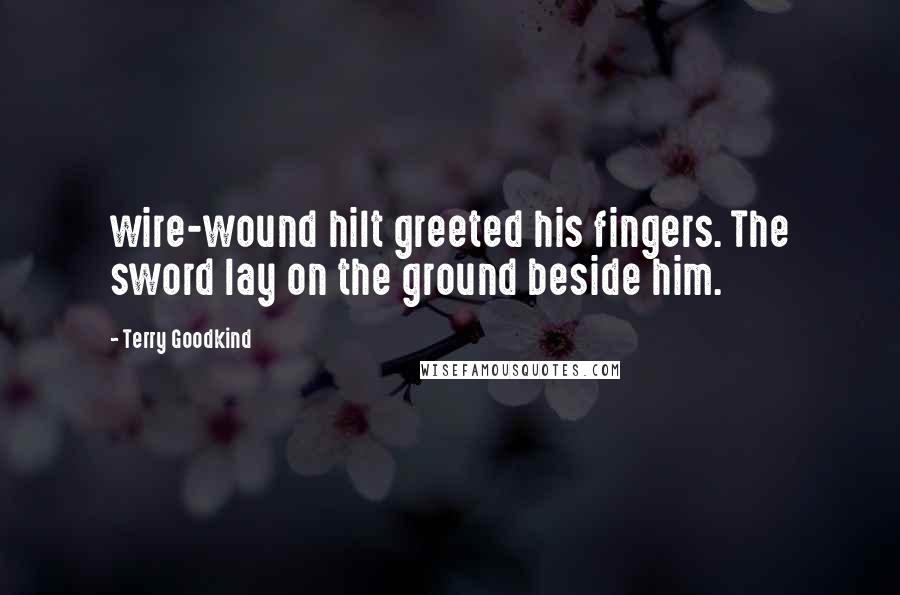 Terry Goodkind Quotes: wire-wound hilt greeted his fingers. The sword lay on the ground beside him.