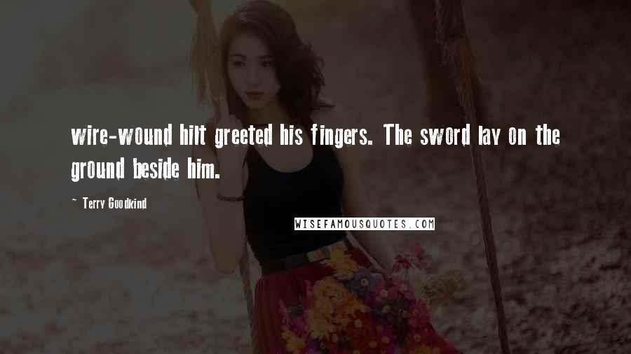 Terry Goodkind Quotes: wire-wound hilt greeted his fingers. The sword lay on the ground beside him.