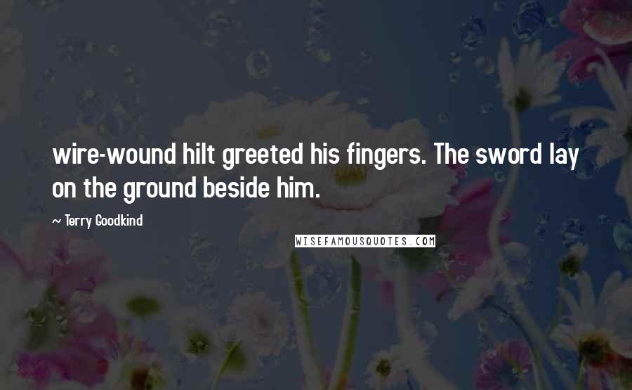 Terry Goodkind Quotes: wire-wound hilt greeted his fingers. The sword lay on the ground beside him.