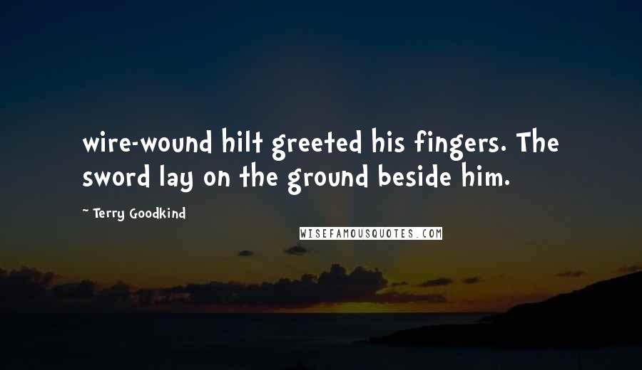 Terry Goodkind Quotes: wire-wound hilt greeted his fingers. The sword lay on the ground beside him.