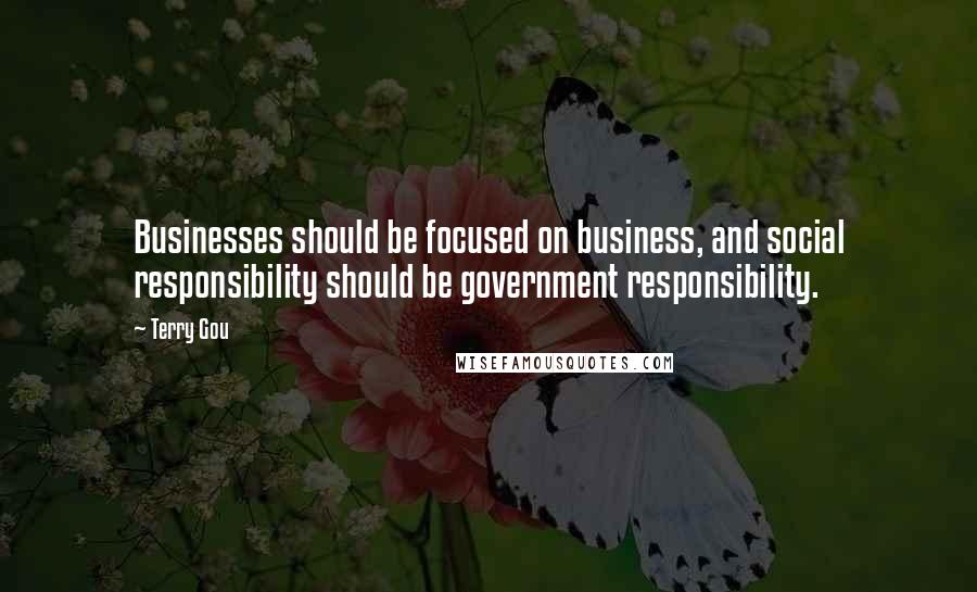 Terry Gou Quotes: Businesses should be focused on business, and social responsibility should be government responsibility.