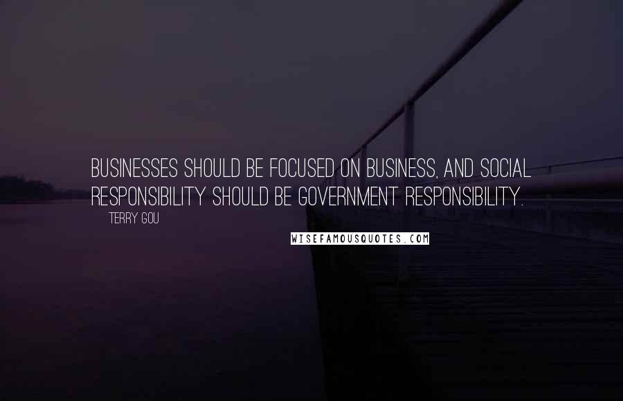 Terry Gou Quotes: Businesses should be focused on business, and social responsibility should be government responsibility.