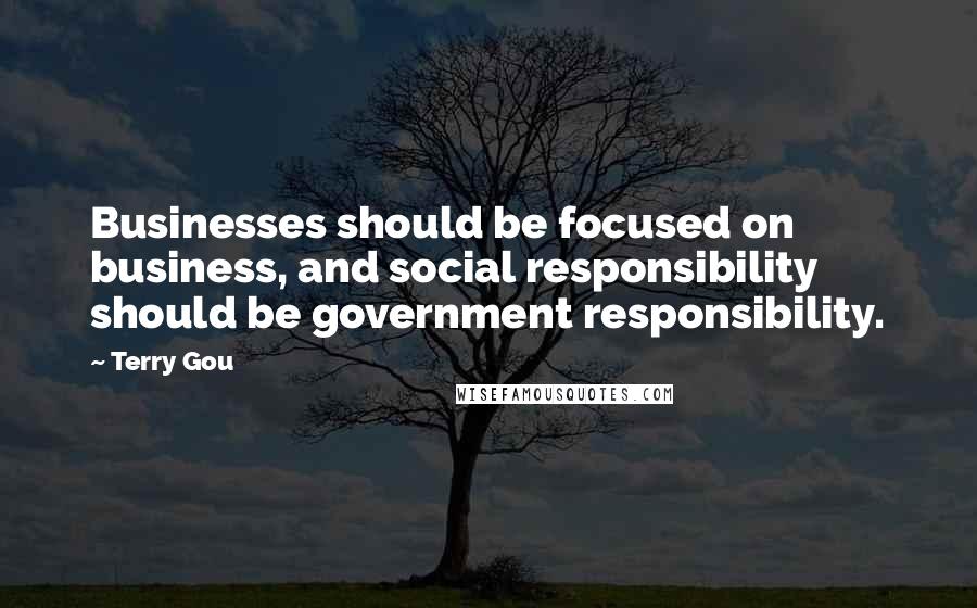 Terry Gou Quotes: Businesses should be focused on business, and social responsibility should be government responsibility.
