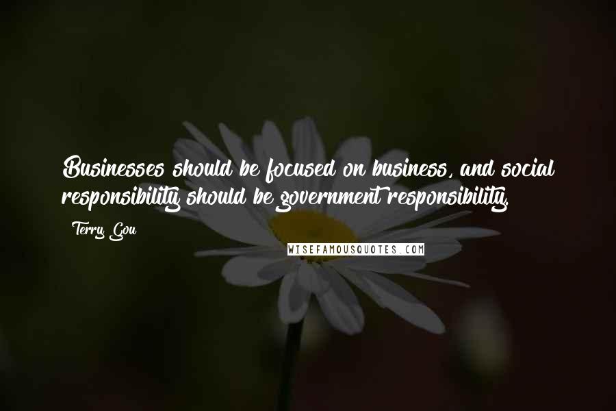 Terry Gou Quotes: Businesses should be focused on business, and social responsibility should be government responsibility.