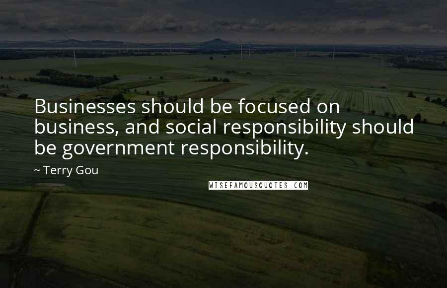 Terry Gou Quotes: Businesses should be focused on business, and social responsibility should be government responsibility.