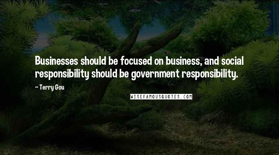 Terry Gou Quotes: Businesses should be focused on business, and social responsibility should be government responsibility.