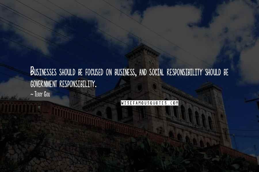 Terry Gou Quotes: Businesses should be focused on business, and social responsibility should be government responsibility.