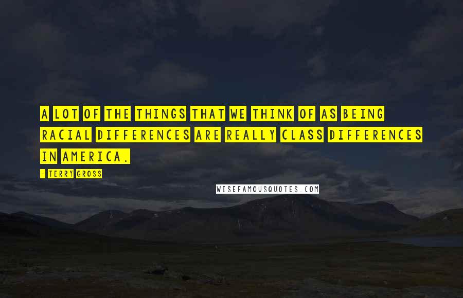 Terry Gross Quotes: A lot of the things that we think of as being racial differences are really class differences in America.