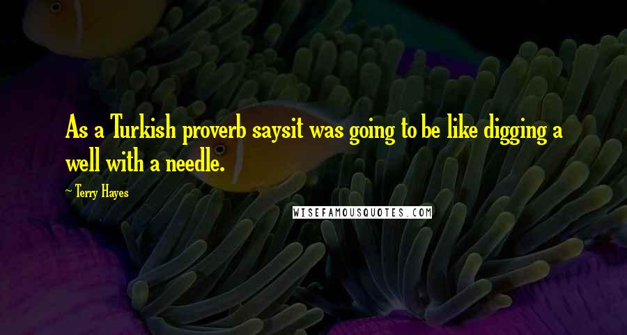 Terry Hayes Quotes: As a Turkish proverb saysit was going to be like digging a well with a needle.