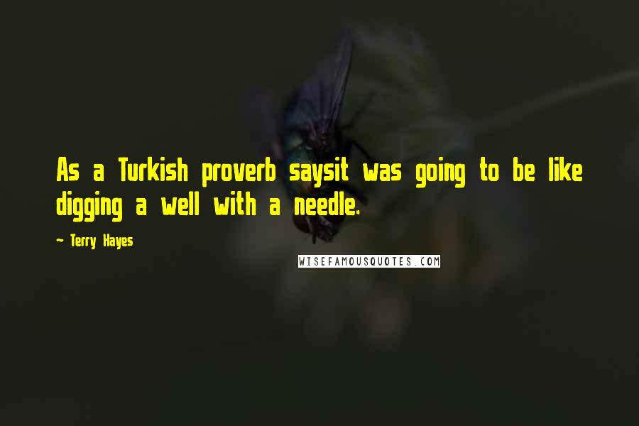 Terry Hayes Quotes: As a Turkish proverb saysit was going to be like digging a well with a needle.