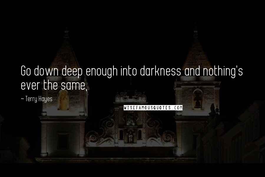 Terry Hayes Quotes: Go down deep enough into darkness and nothing's ever the same,