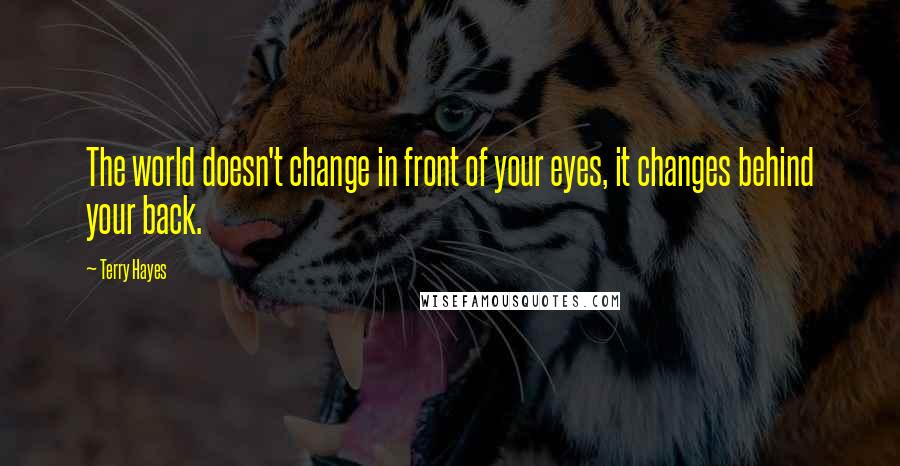 Terry Hayes Quotes: The world doesn't change in front of your eyes, it changes behind your back.