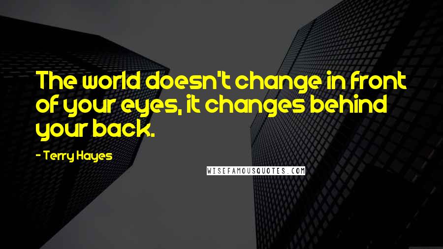 Terry Hayes Quotes: The world doesn't change in front of your eyes, it changes behind your back.