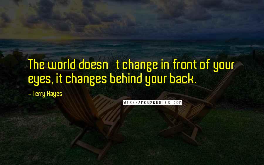 Terry Hayes Quotes: The world doesn't change in front of your eyes, it changes behind your back.