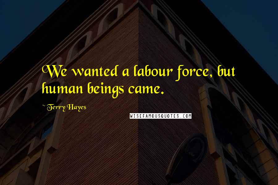 Terry Hayes Quotes: We wanted a labour force, but human beings came.