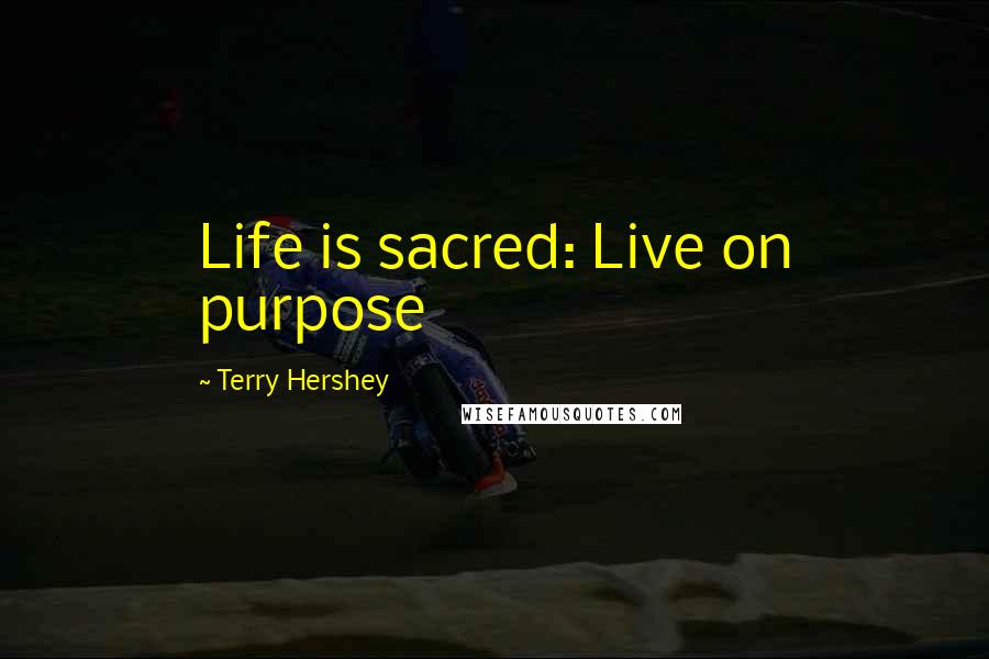 Terry Hershey Quotes: Life is sacred: Live on purpose