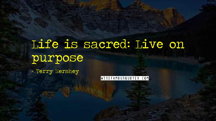 Terry Hershey Quotes: Life is sacred: Live on purpose