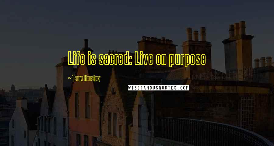 Terry Hershey Quotes: Life is sacred: Live on purpose