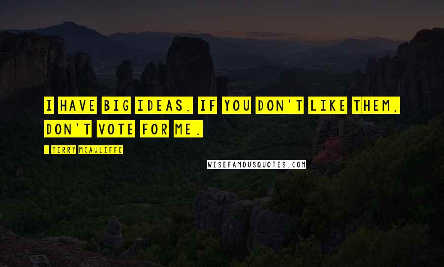 Terry McAuliffe Quotes: I have big ideas. If you don't like them, don't vote for me.