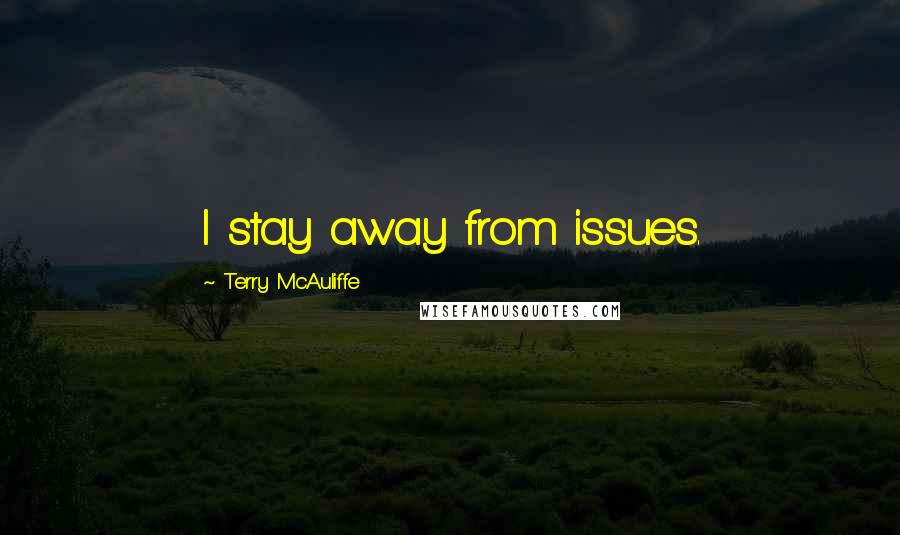 Terry McAuliffe Quotes: I stay away from issues.