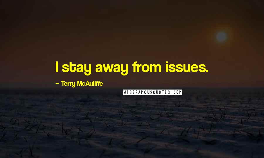 Terry McAuliffe Quotes: I stay away from issues.