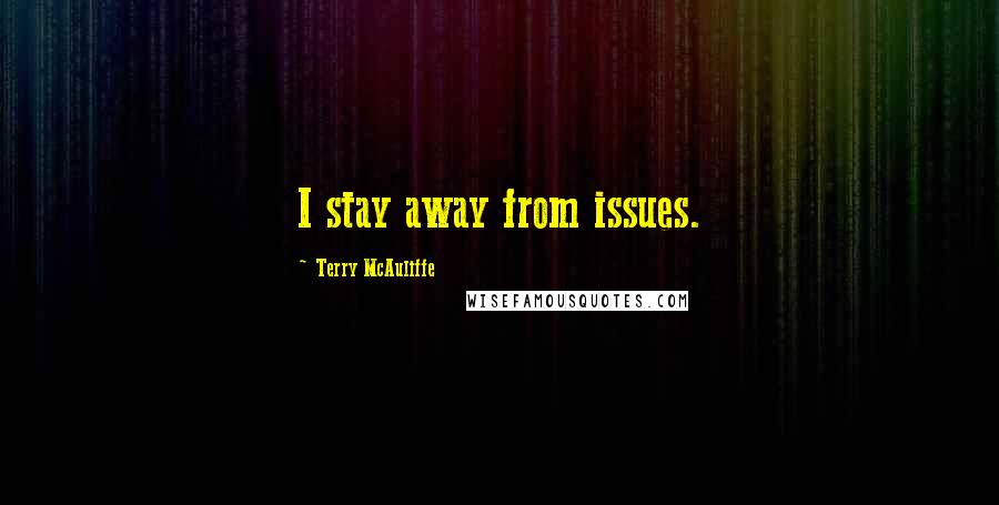 Terry McAuliffe Quotes: I stay away from issues.