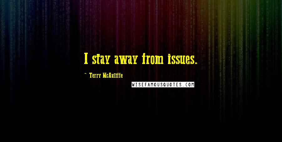 Terry McAuliffe Quotes: I stay away from issues.
