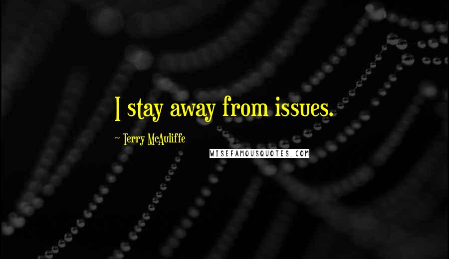 Terry McAuliffe Quotes: I stay away from issues.