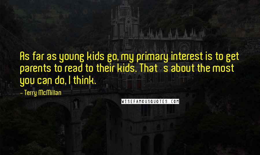 Terry McMillan Quotes: As far as young kids go, my primary interest is to get parents to read to their kids. That's about the most you can do, I think.