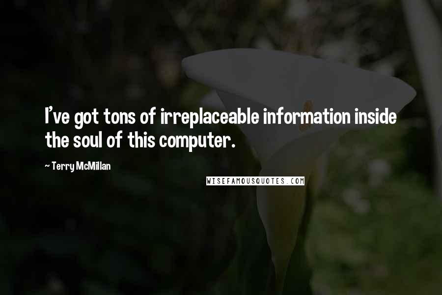 Terry McMillan Quotes: I've got tons of irreplaceable information inside the soul of this computer.