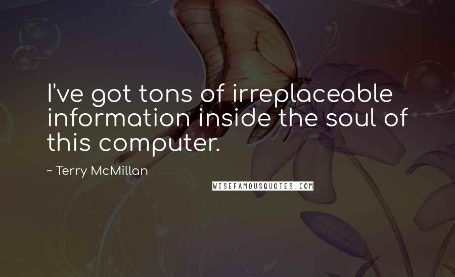 Terry McMillan Quotes: I've got tons of irreplaceable information inside the soul of this computer.