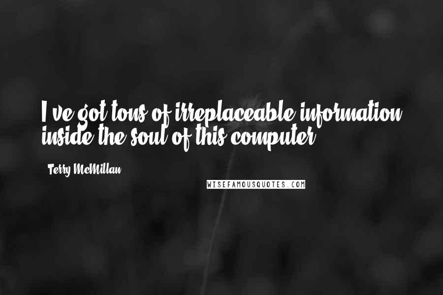 Terry McMillan Quotes: I've got tons of irreplaceable information inside the soul of this computer.