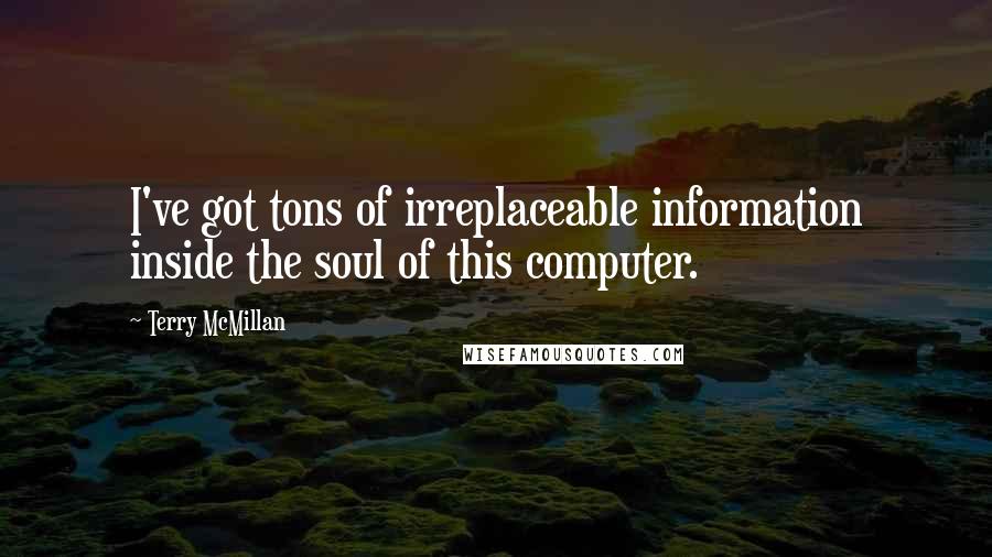 Terry McMillan Quotes: I've got tons of irreplaceable information inside the soul of this computer.