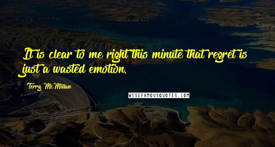 Terry McMillan Quotes: It is clear to me right this minute that regret is just a wasted emotion.