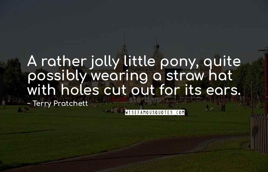 Terry Pratchett Quotes: A rather jolly little pony, quite possibly wearing a straw hat with holes cut out for its ears.