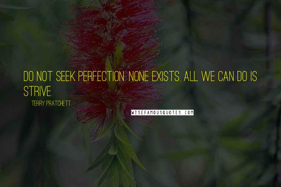 Terry Pratchett Quotes: Do not seek perfection. None exists. All we can do is strive.