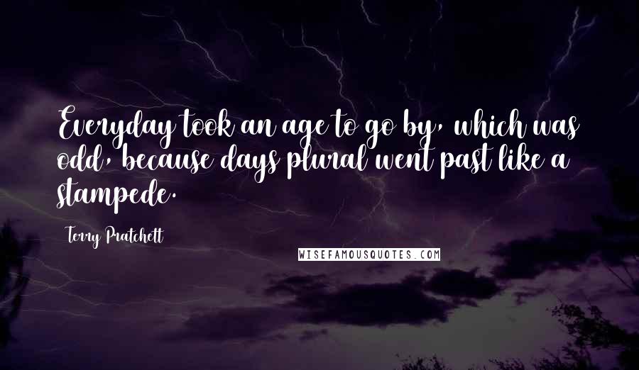 Terry Pratchett Quotes: Everyday took an age to go by, which was odd, because days plural went past like a stampede.