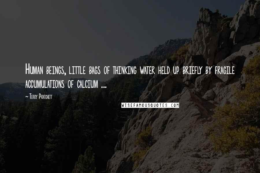 Terry Pratchett Quotes: Human beings, little bags of thinking water held up briefly by fragile accumulations of calcium ...