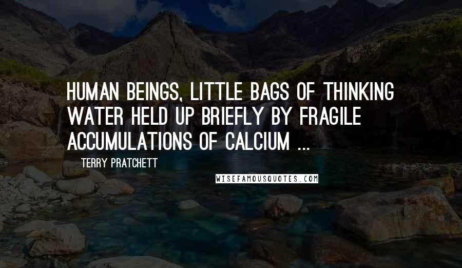 Terry Pratchett Quotes: Human beings, little bags of thinking water held up briefly by fragile accumulations of calcium ...