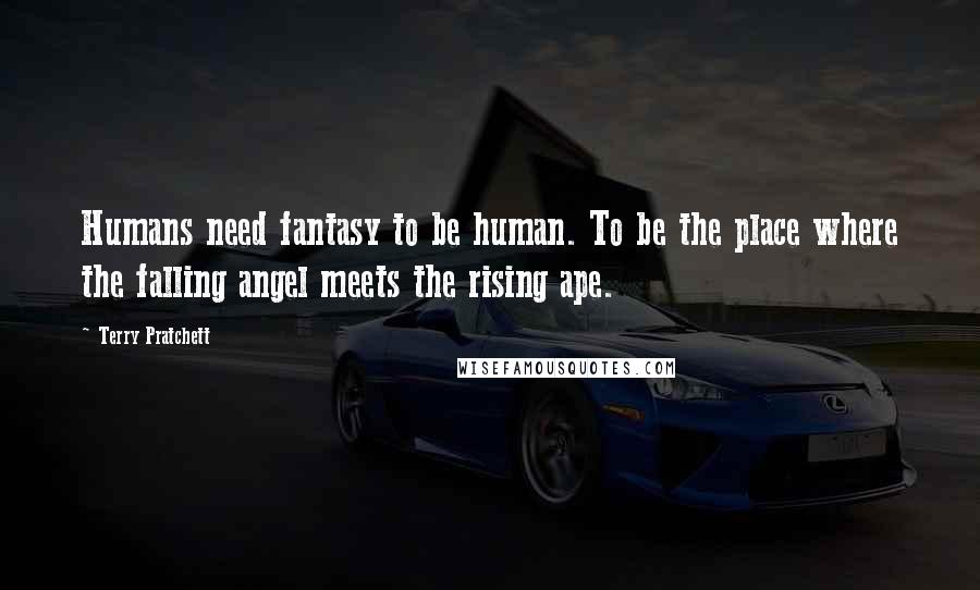 Terry Pratchett Quotes: Humans need fantasy to be human. To be the place where the falling angel meets the rising ape.