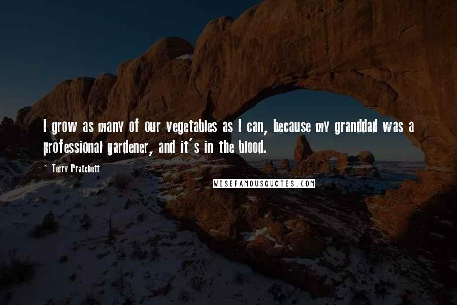 Terry Pratchett Quotes: I grow as many of our vegetables as I can, because my granddad was a professional gardener, and it's in the blood.