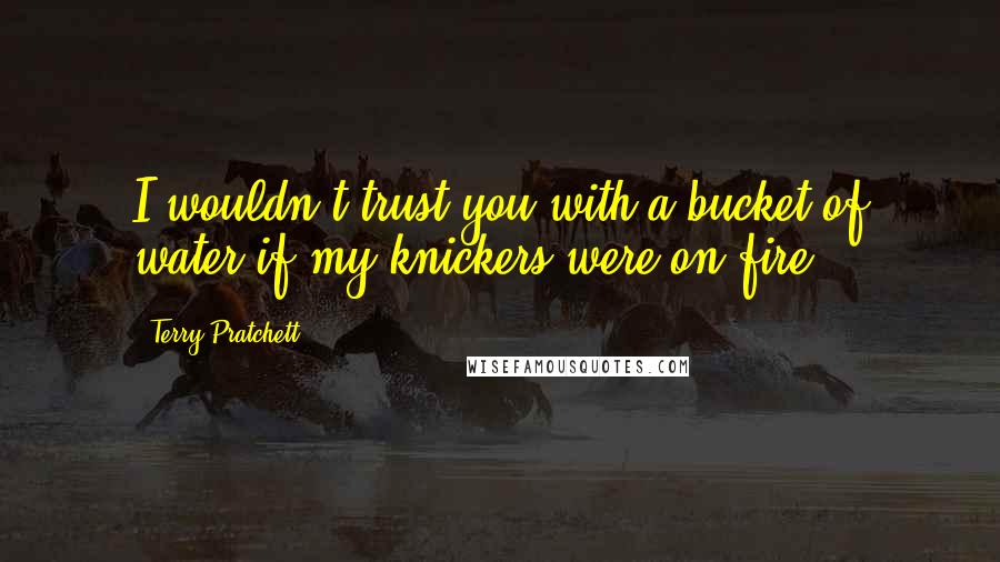 Terry Pratchett Quotes: I wouldn't trust you with a bucket of water if my knickers were on fire!