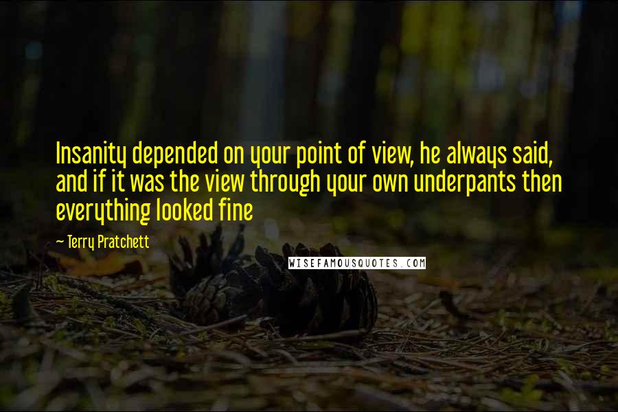 Terry Pratchett Quotes: Insanity depended on your point of view, he always said, and if it was the view through your own underpants then everything looked fine