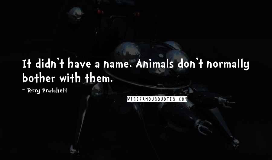 Terry Pratchett Quotes: It didn't have a name. Animals don't normally bother with them.