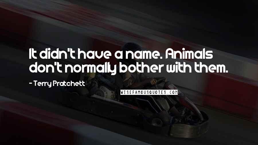 Terry Pratchett Quotes: It didn't have a name. Animals don't normally bother with them.