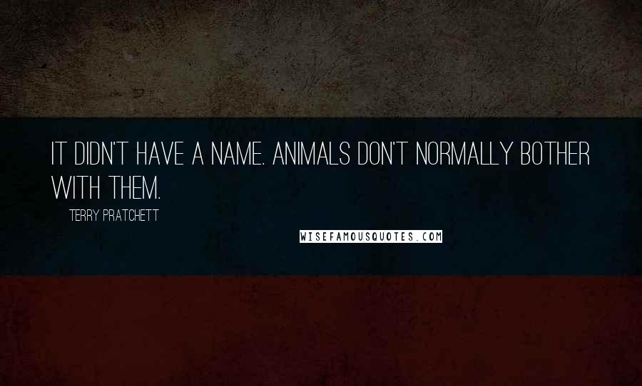 Terry Pratchett Quotes: It didn't have a name. Animals don't normally bother with them.