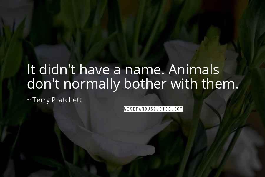 Terry Pratchett Quotes: It didn't have a name. Animals don't normally bother with them.