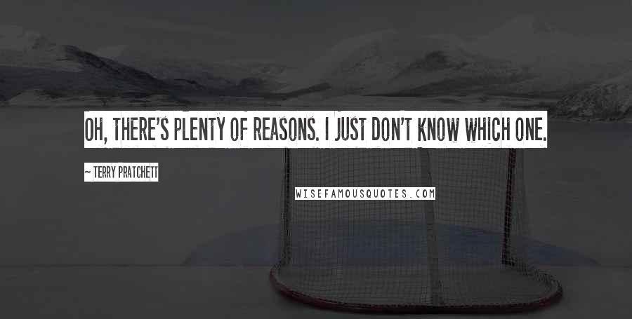 Terry Pratchett Quotes: Oh, there's plenty of reasons. I just don't know which one.